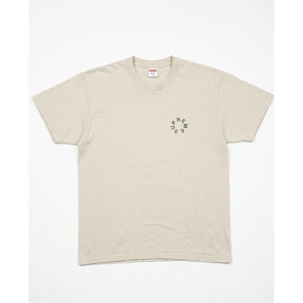 Supreme T-Shirt Mens Beige Size L Marble Graphic Chest Logo Comfy Short Sleeve